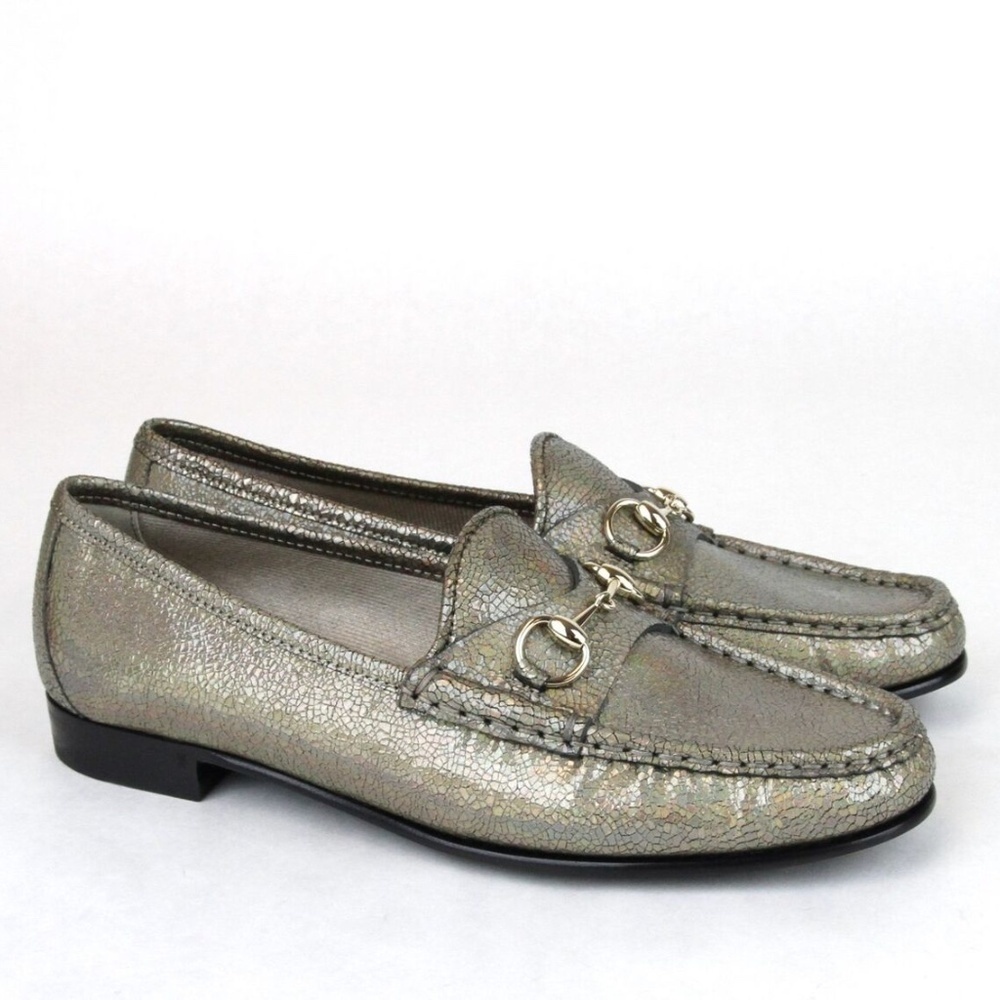 Rare Gucci Iridescent Holographic 1953 Leather Horsebit Loafer Moccasins sz 37